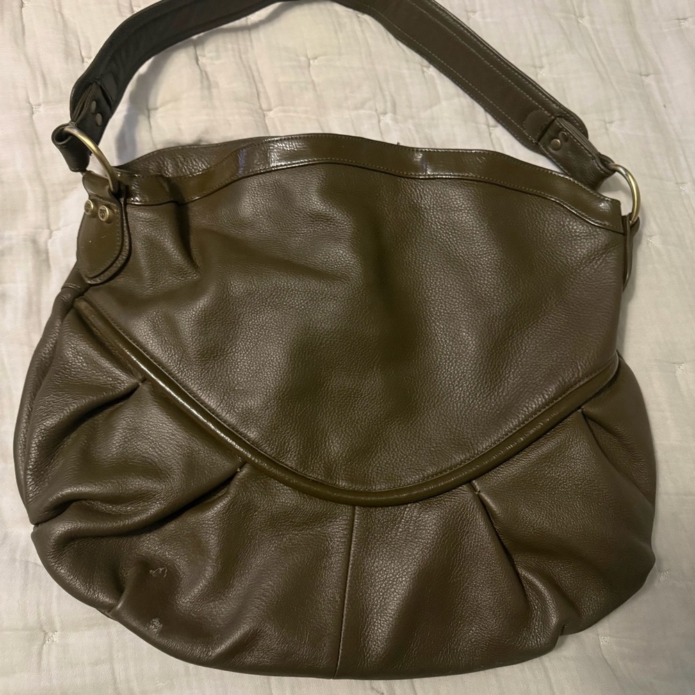 Chic Allison Scott Olive Green Genuine Leather Hobo Bag